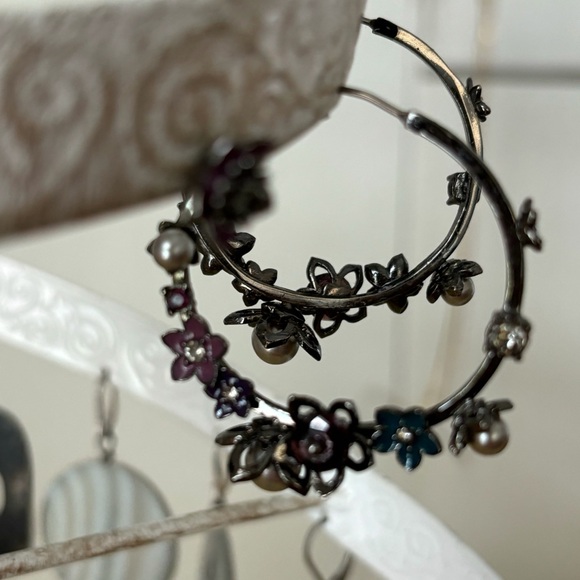 Juicy Couture Midnight Garden Hoops & Matching Second Hole Post Earrings - Picture 3 of 10